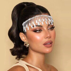 Silver Crystal Rhinestone Headband 1920s Flapper Headpiece Gatsby Prom Bridal